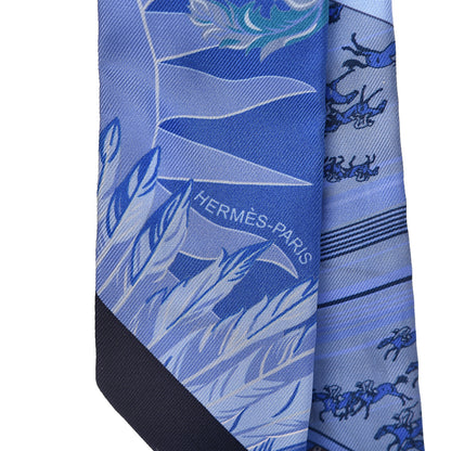 Hermes Silk Cheval Phoenix Twilly Marine Ciel Cobalt 5 of 5