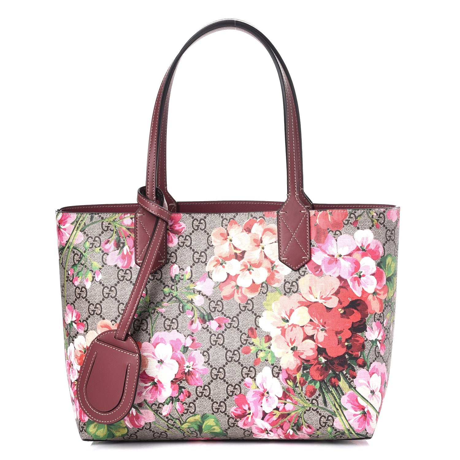Gucci GG Supreme Monogram Blooms Small Reversible Tote Beige Multicolor Dry Rose 1 of 10