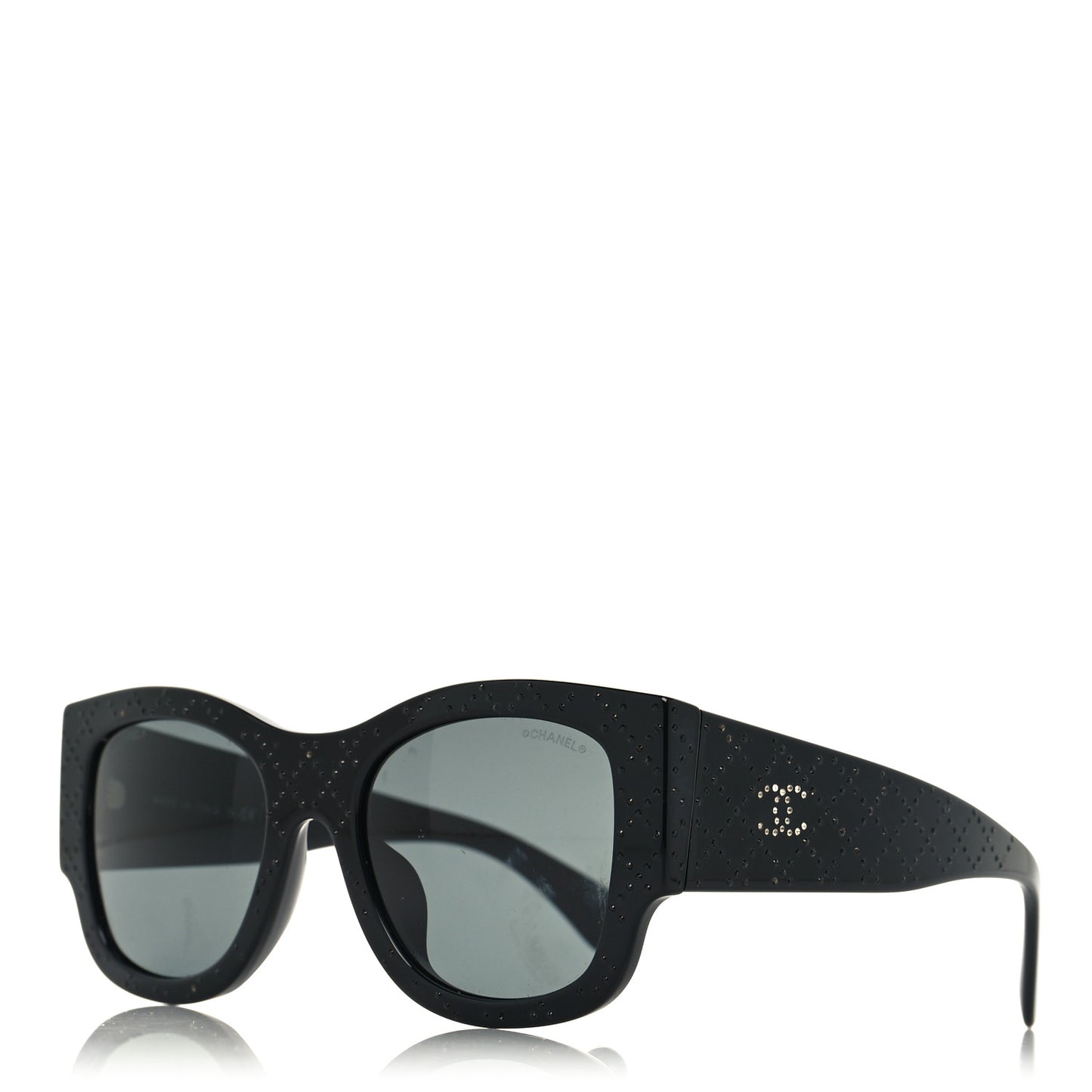 Acetate Strass Rectangle Sunglasses 5421B Black