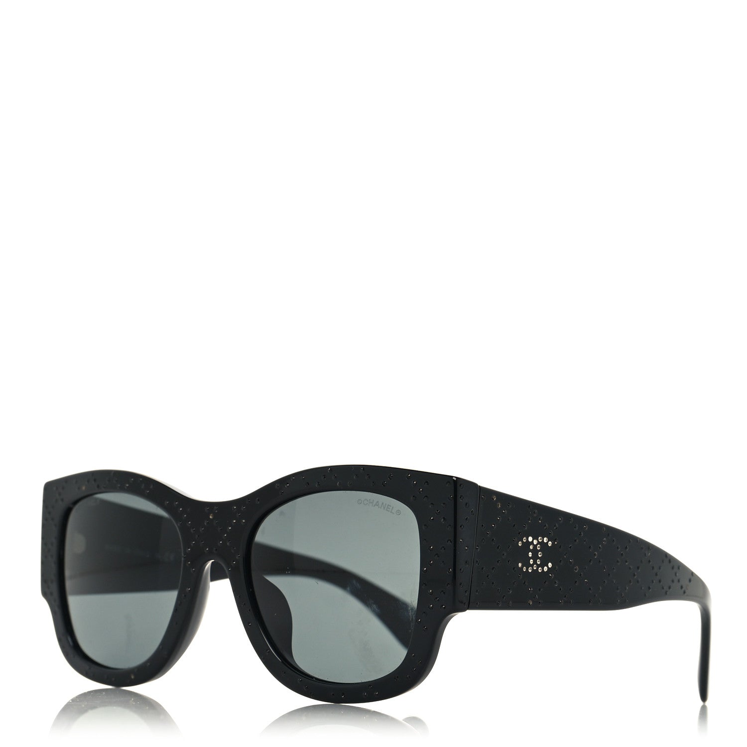 Chanel Acetate Strass Rectangle Sunglasses 5421B Black 1 of 8