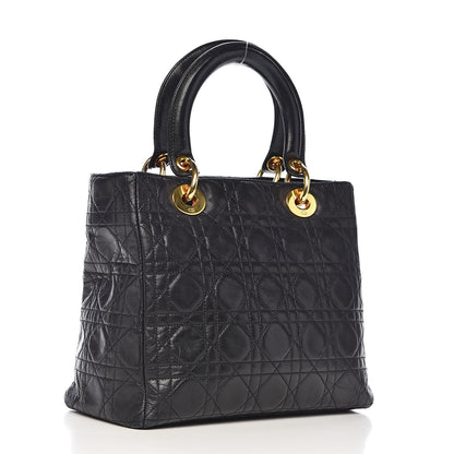 Christian Dior Lambskin Cannage Medium Lady Dior Black 5 of 22