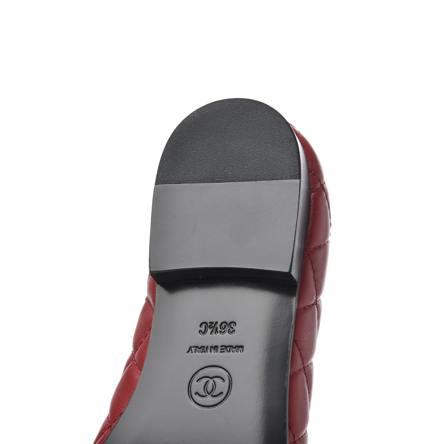 Lambskin Quilted CC Cap Toe Ballerina Flats 36.5 Red