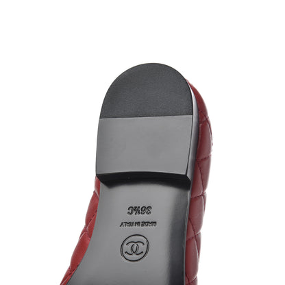 Chanel Lambskin Quilted CC Cap Toe Ballerina Flats 36.5 Red 14 of 16