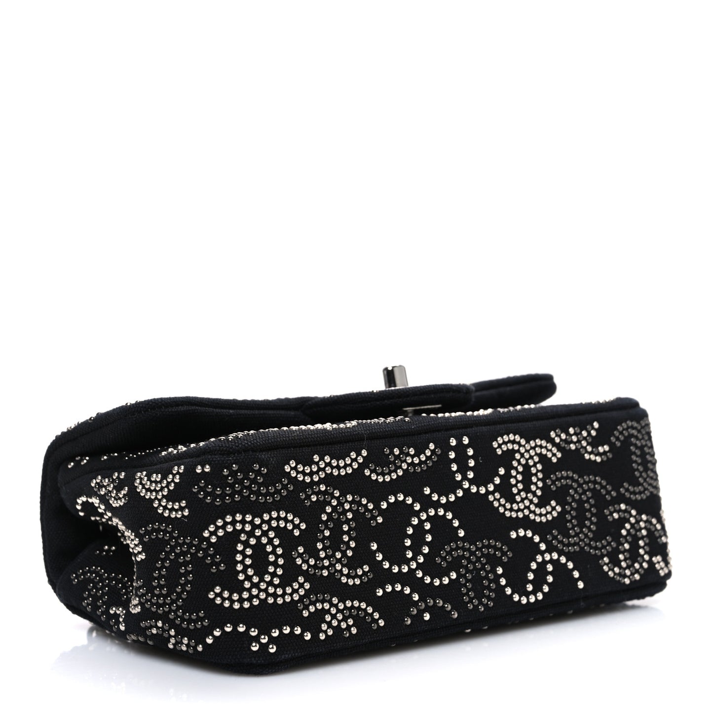 Canvas Studded Mini Rectangular Flap Black