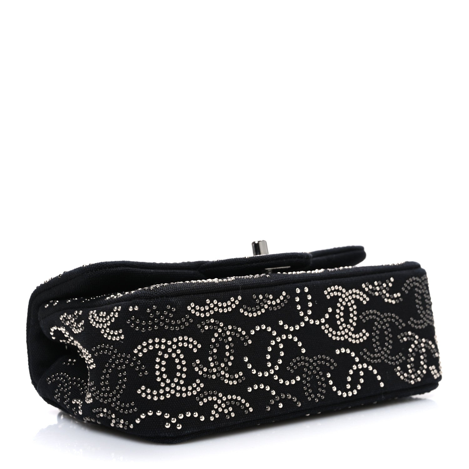 Chanel Canvas Studded Mini Rectangular Flap Black 4 of 10