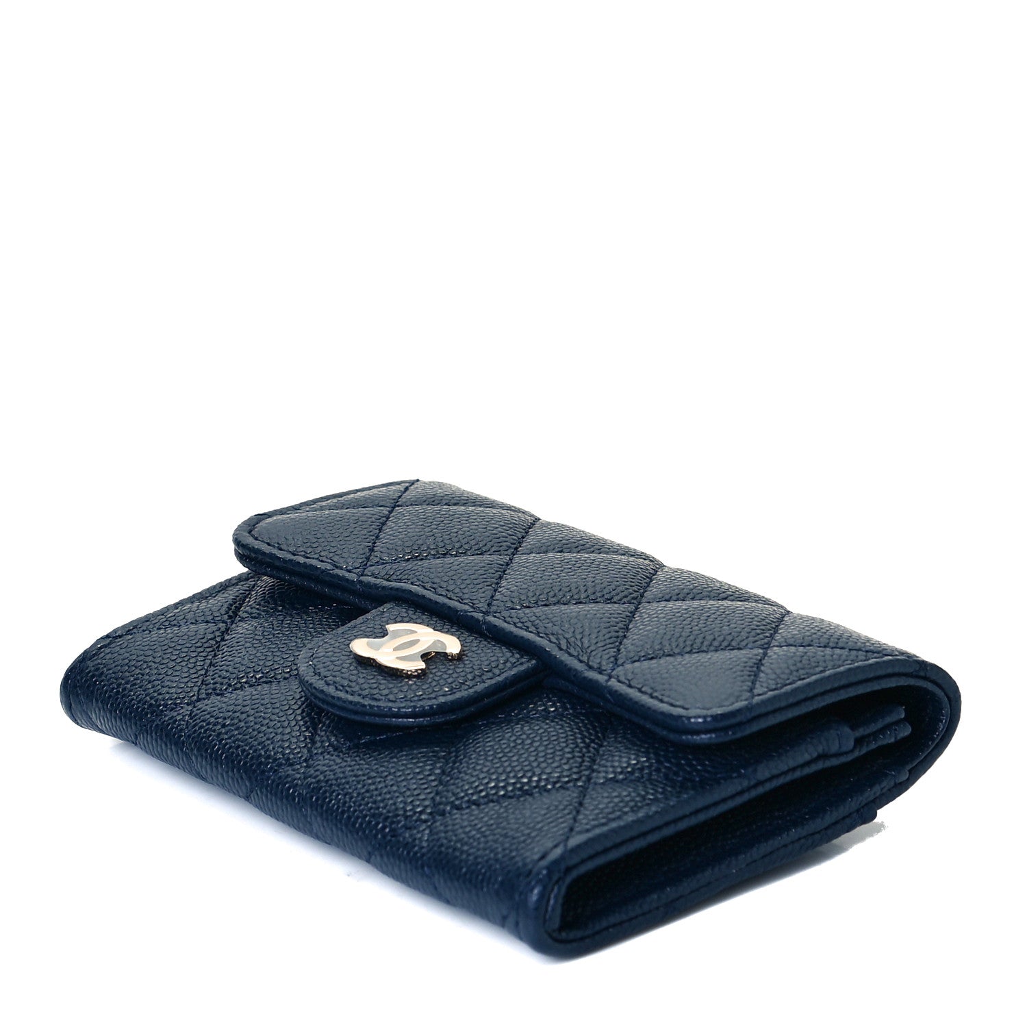 Chanel Caviar Quilted Flap Card Holder Wallet Navy Blue 7 of 9