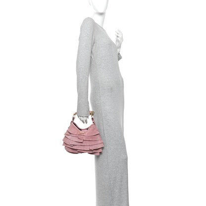Saint Laurent Suede Ruffle Horn Saint Tropez Pink 2 of 10