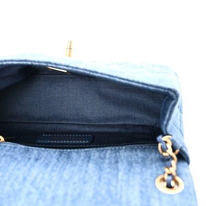 Chanel Denim Quilted Mini Pearl Crush Rectangular Flap Blue 5 of 10