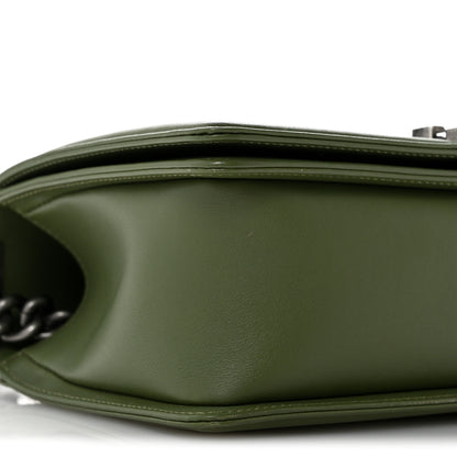 Chanel Calfskin Chevron Quilted Medium Boy Flap Dark Green 9 of 11