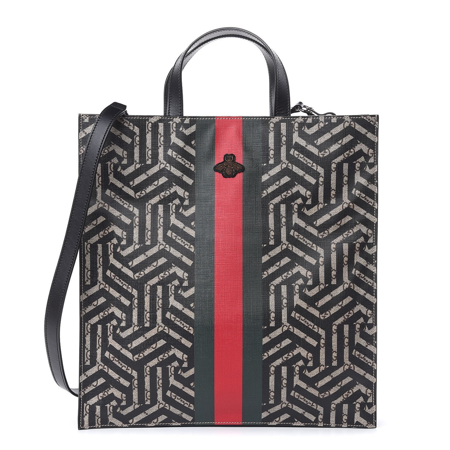 GG Supreme Monogram Caleido Web Vertical Tote Black