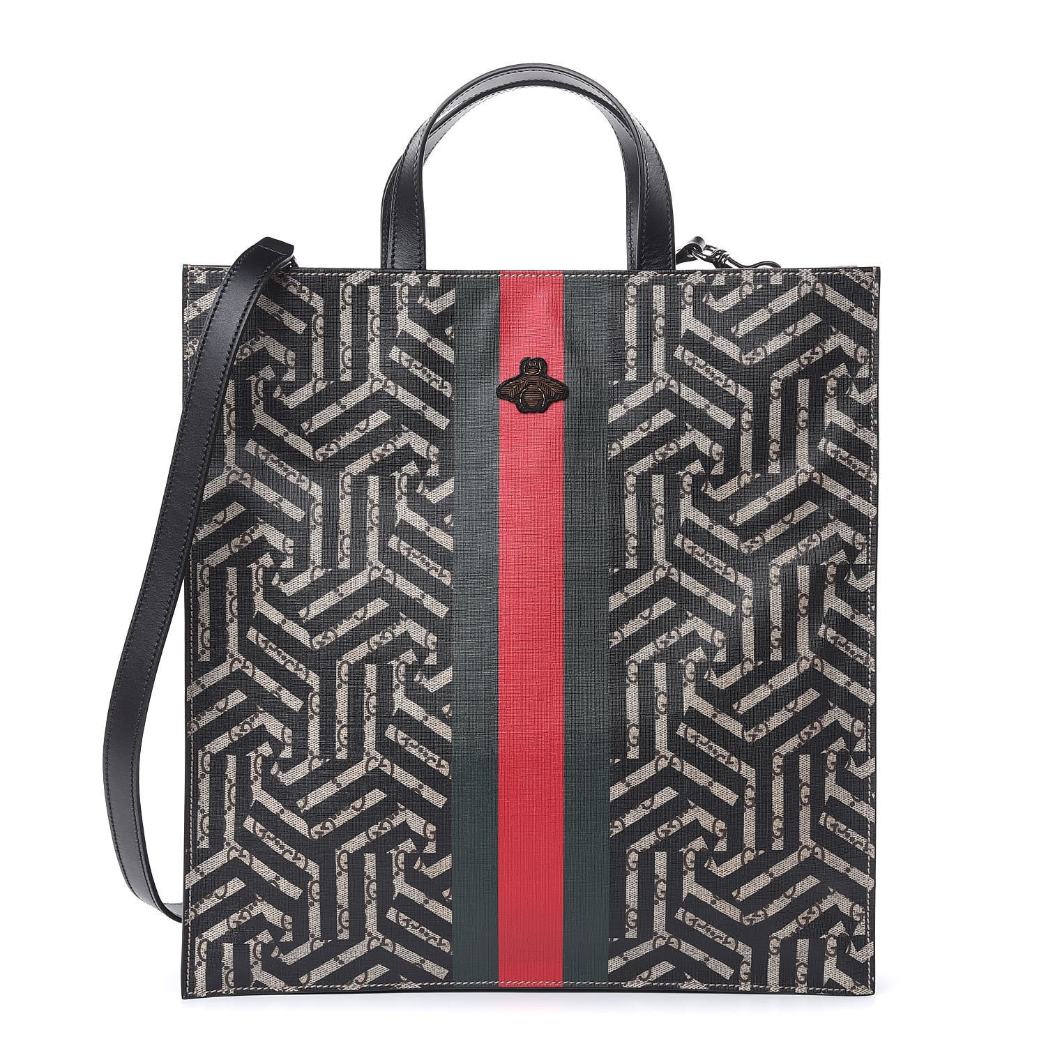 Gucci GG Supreme Monogram Caleido Web Vertical Tote Black 1 of 8