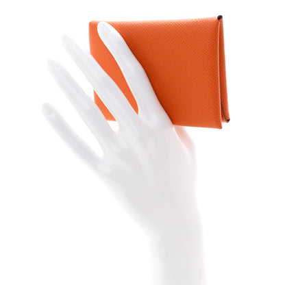 Hermes Epsom Calvi Duo Card Case Orange 2 of 8