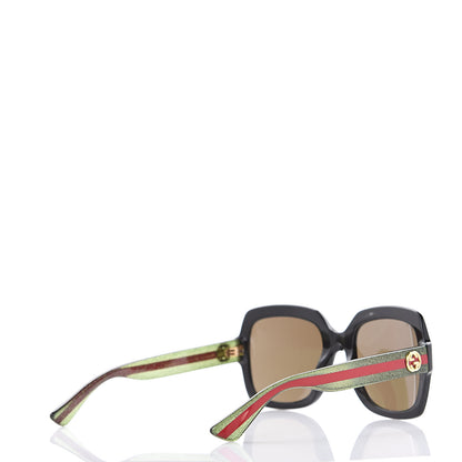 Gucci Oversize Square Web GG 0036S Sunglasses Black Green 4 of 8