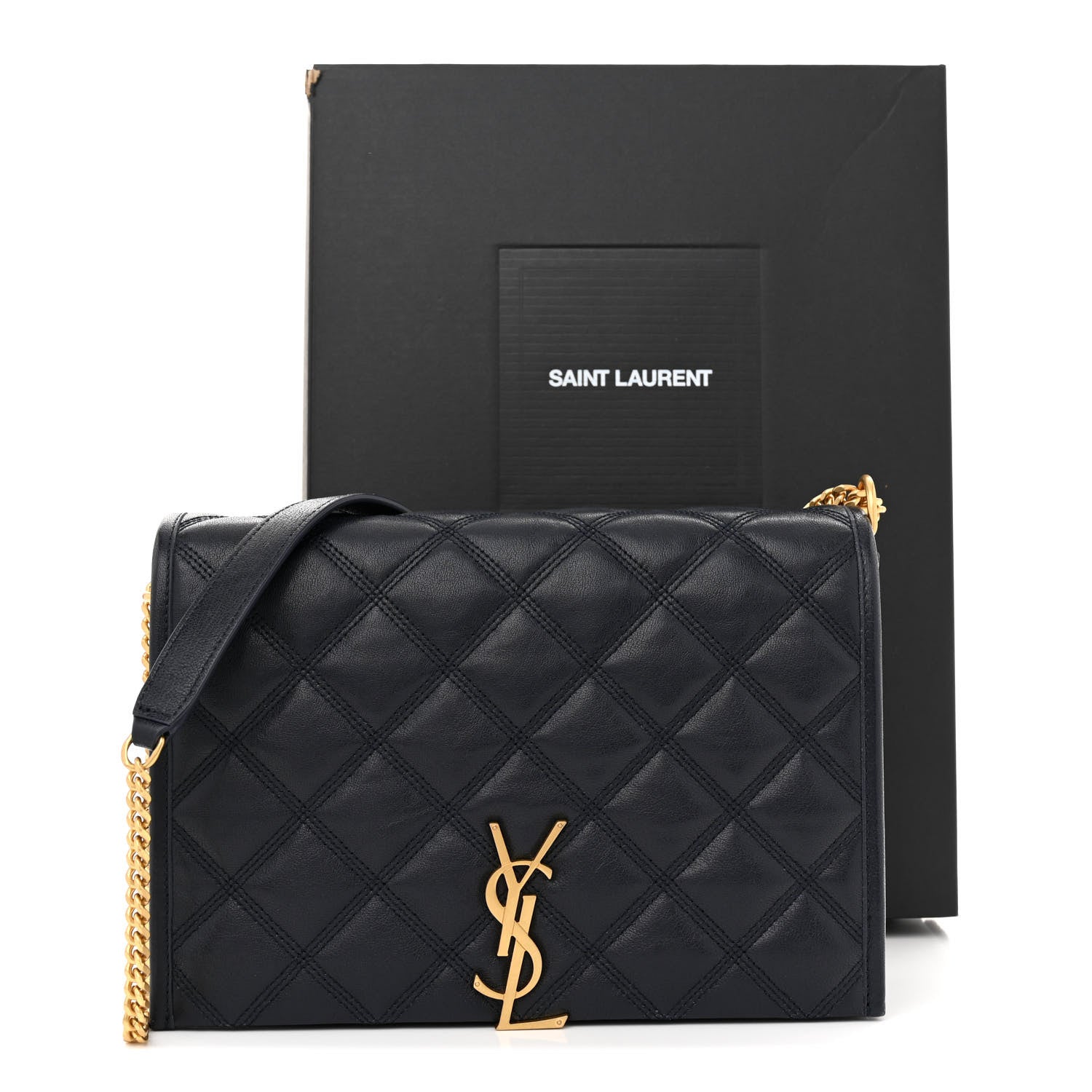 Saint Laurent Lambskin Quilted Mini Becky Chain Bag Deep Marine 11 of 11