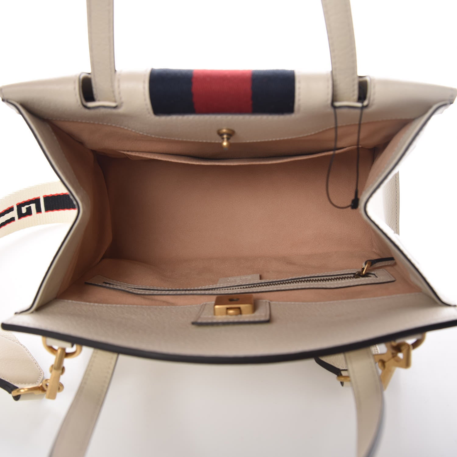 Gucci Grained Calfskin Web Stripe Butterfly Medium Totem Top Handle Bag White 8 of 10