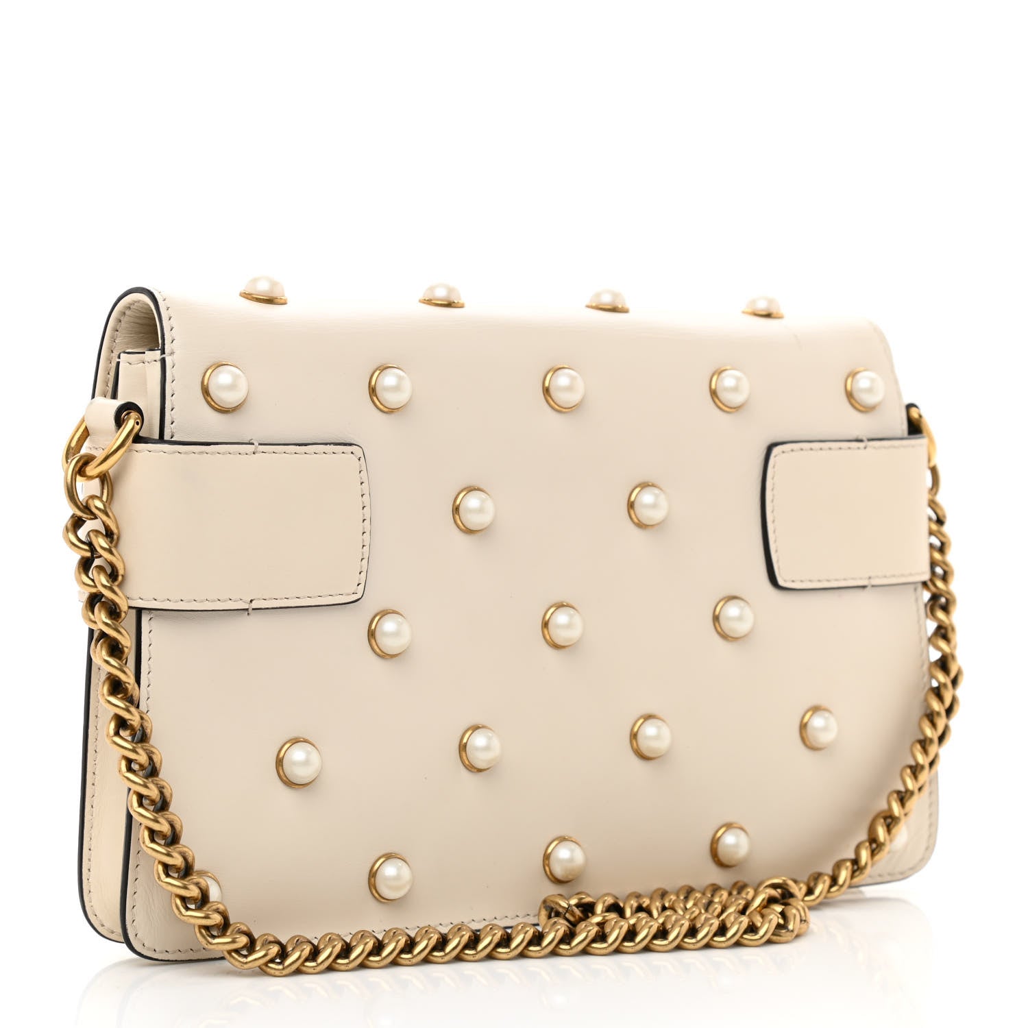 Gucci Nappa Pearl Studded Mini Queen Margaret Broadway Shoulder Bag Mystic White 3 of 8