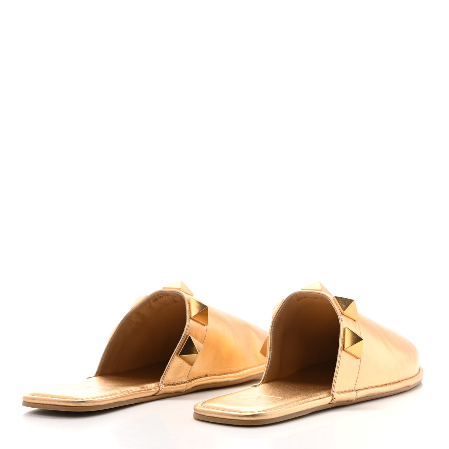 Metallic Nappa Roman Stud Slippers 38.5 Antique Brass