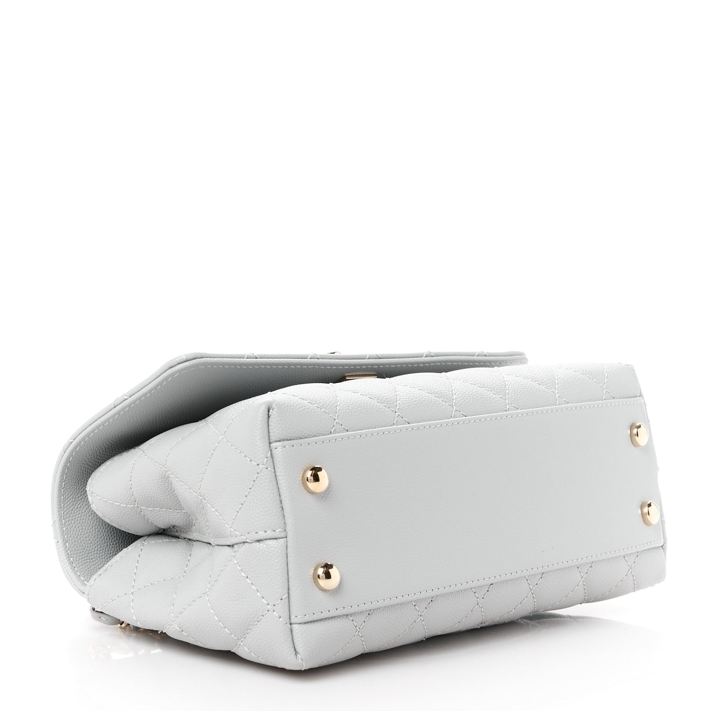 Caviar Quilted Mini Coco Handle Flap Light Grey