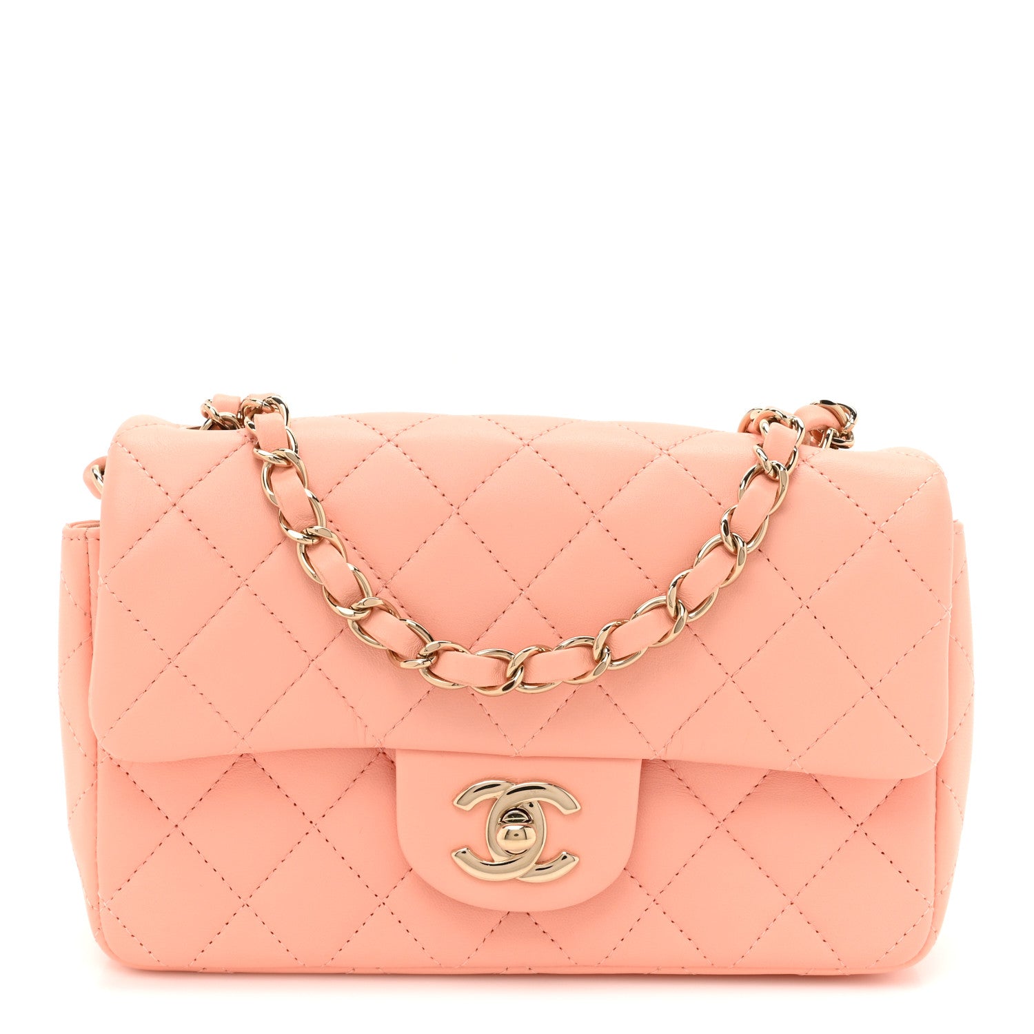 Chanel Lambskin Quilted Mini Rectangular Flap Light Orange 1 of 12