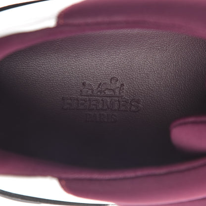 Hermes Tech Canvas Calfskin Suede Goatskin Womens Miles Sneakers 40 Lie De Vin Blanc 7 of 7