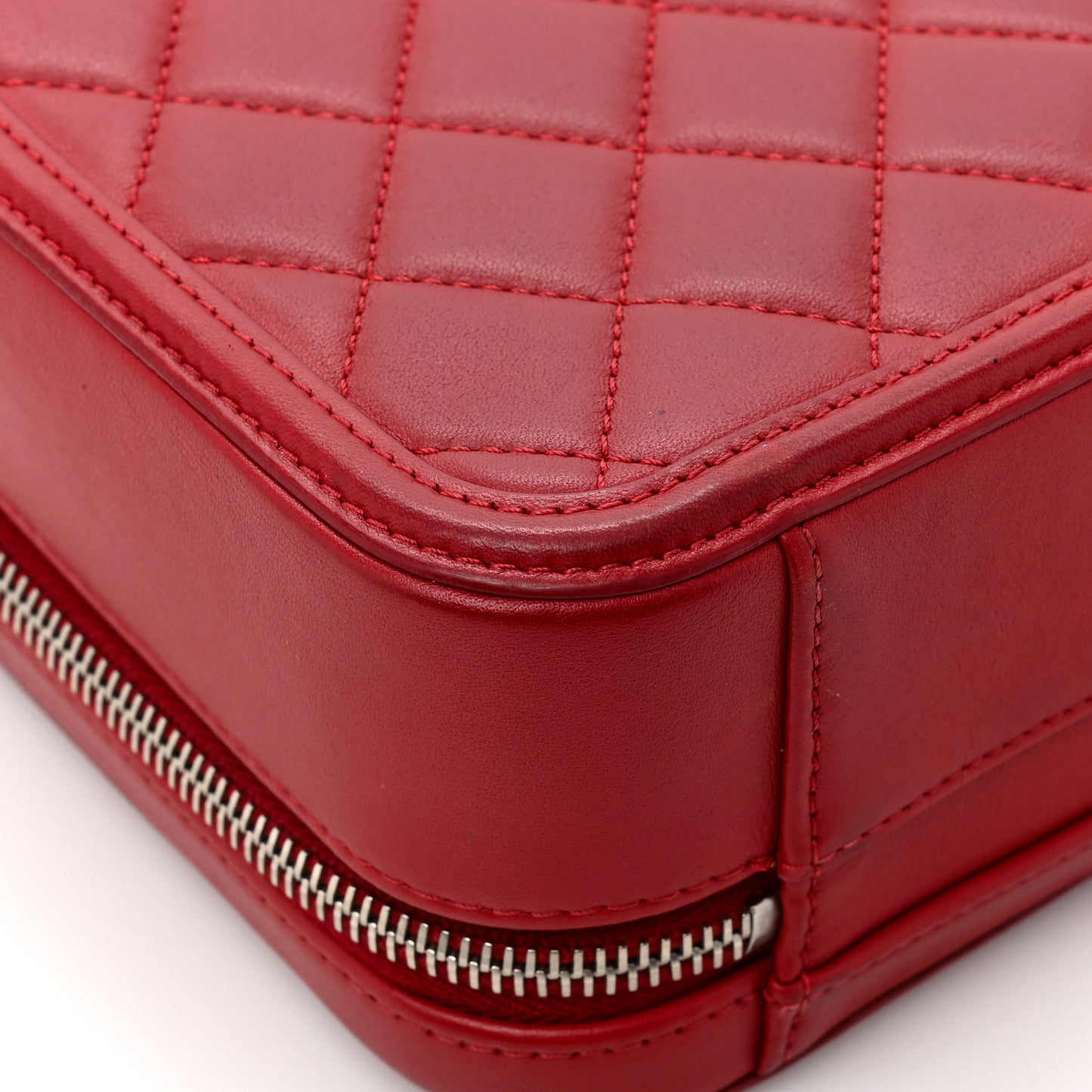 Lambskin Quilted Medium CC Filigree Vanity Case Dark Red