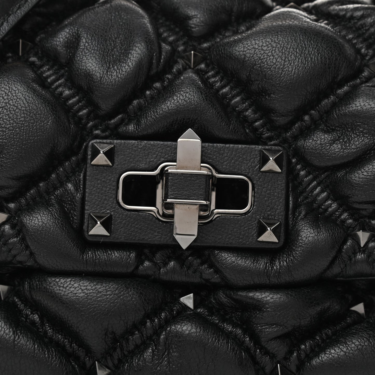 Nappa Small Spikeme Shoulder Bag Black