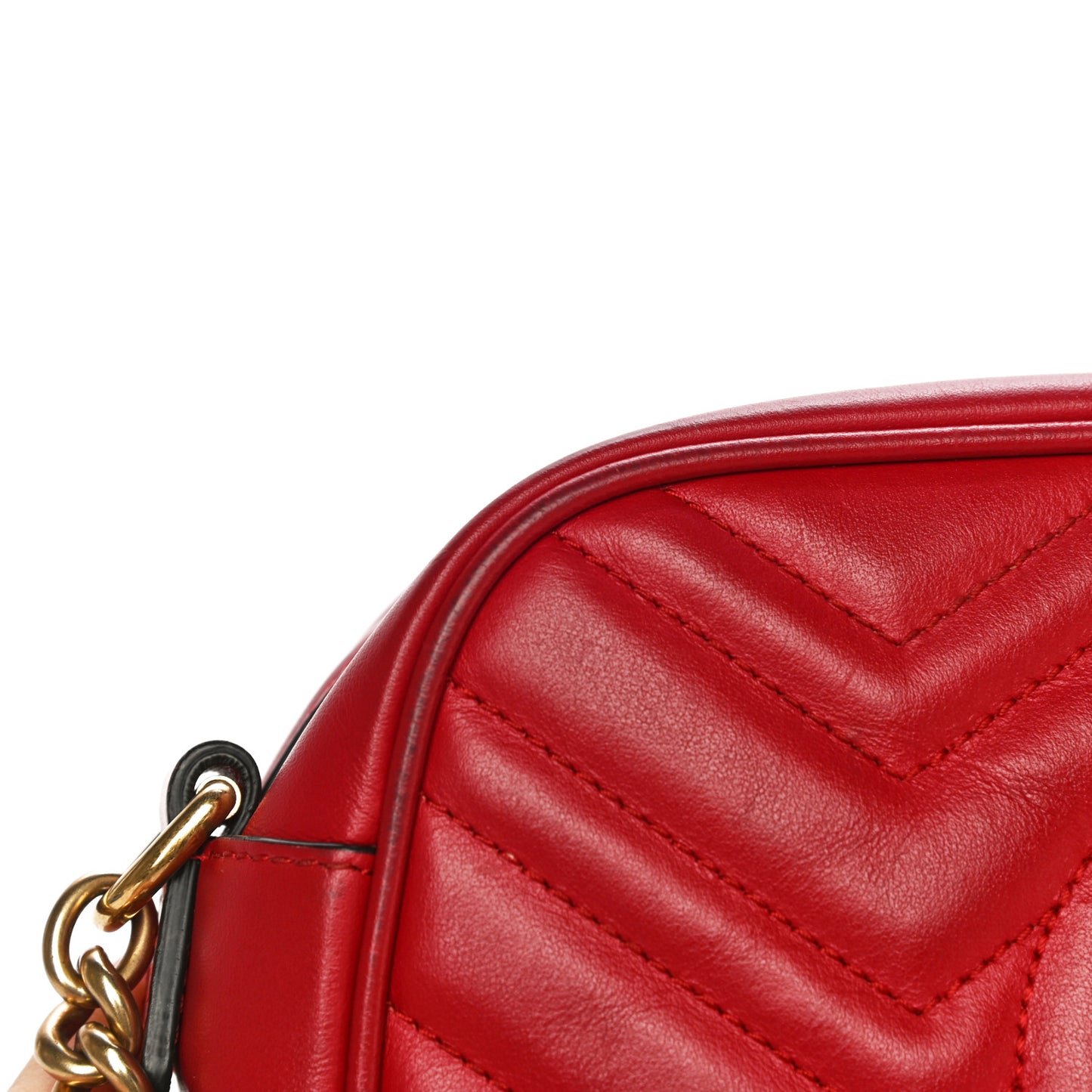 Calfskin Matelasse Small GG Marmont Chain Shoulder Bag Hibiscus Red