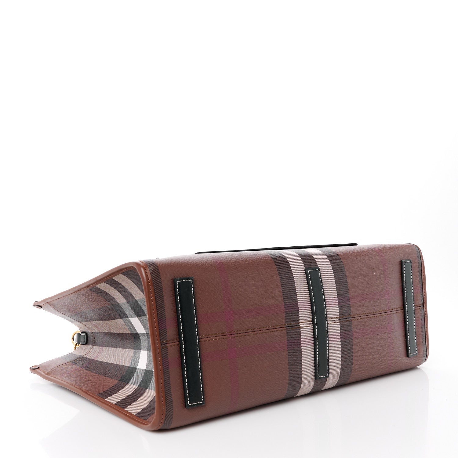 Burberry E-Canvas Check Calfskin Medium Freya Tote Dark Birch Brown 4 of 12