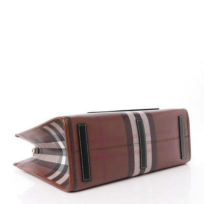 Burberry E-Canvas Check Calfskin Medium Freya Tote Dark Birch Brown 4 of 12