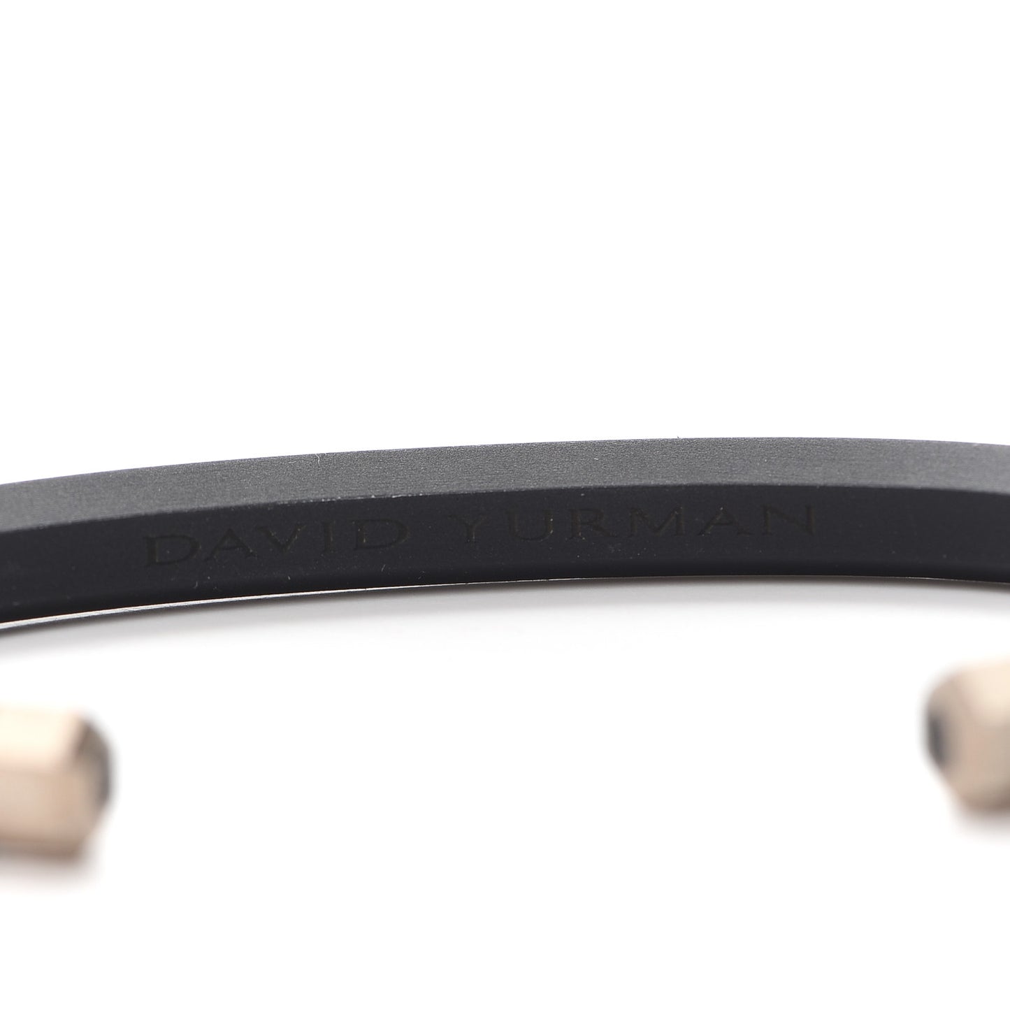 Sterling Silver Rubber 7mm Hex Cuff Bracelet Black