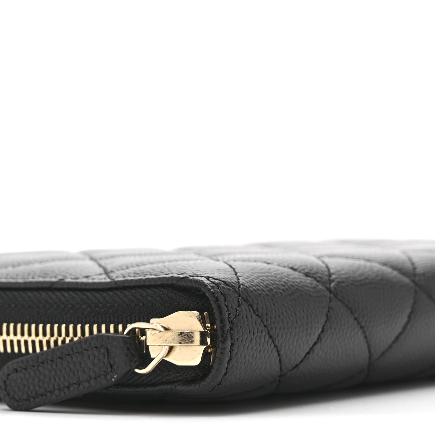 Caviar Quilted Large Zip Around Organizer Wallet Black