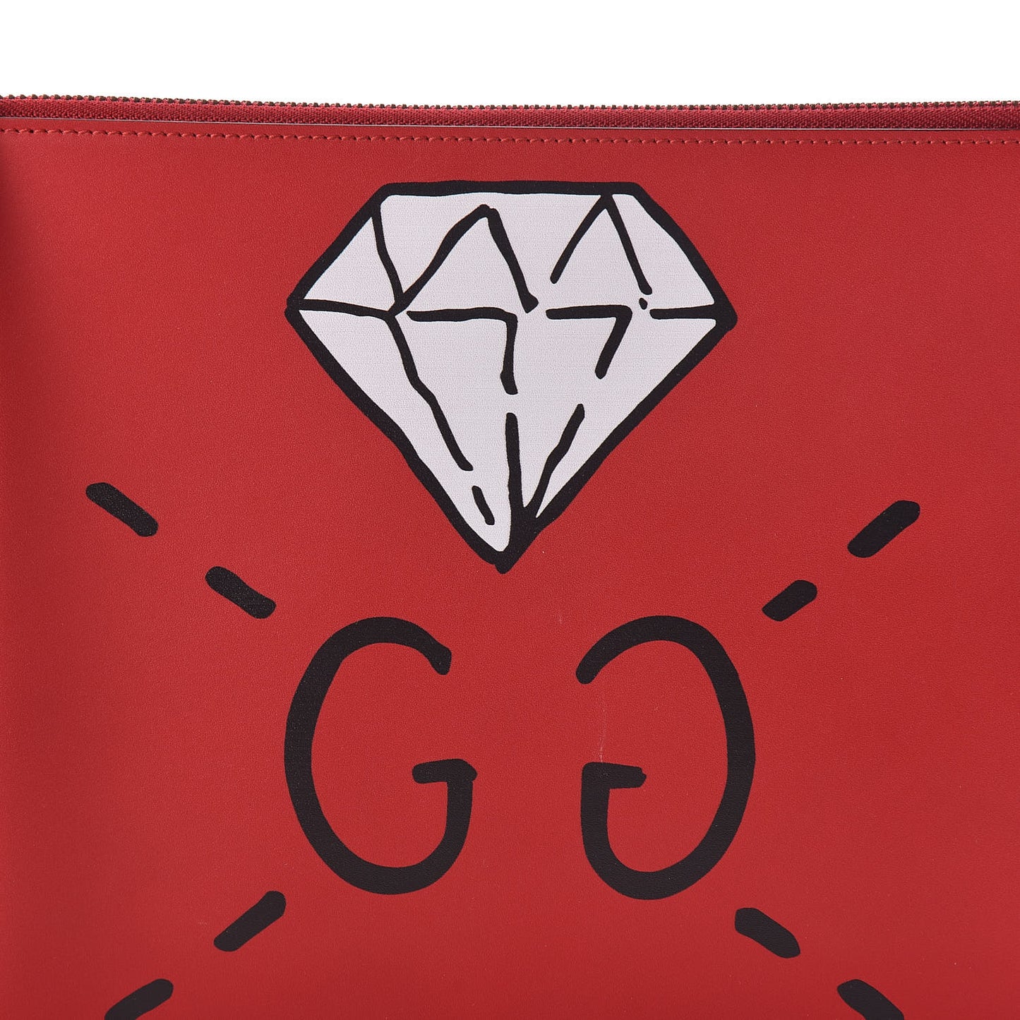 Calfskin GucciGhost Print Pouch Hibiscus Red
