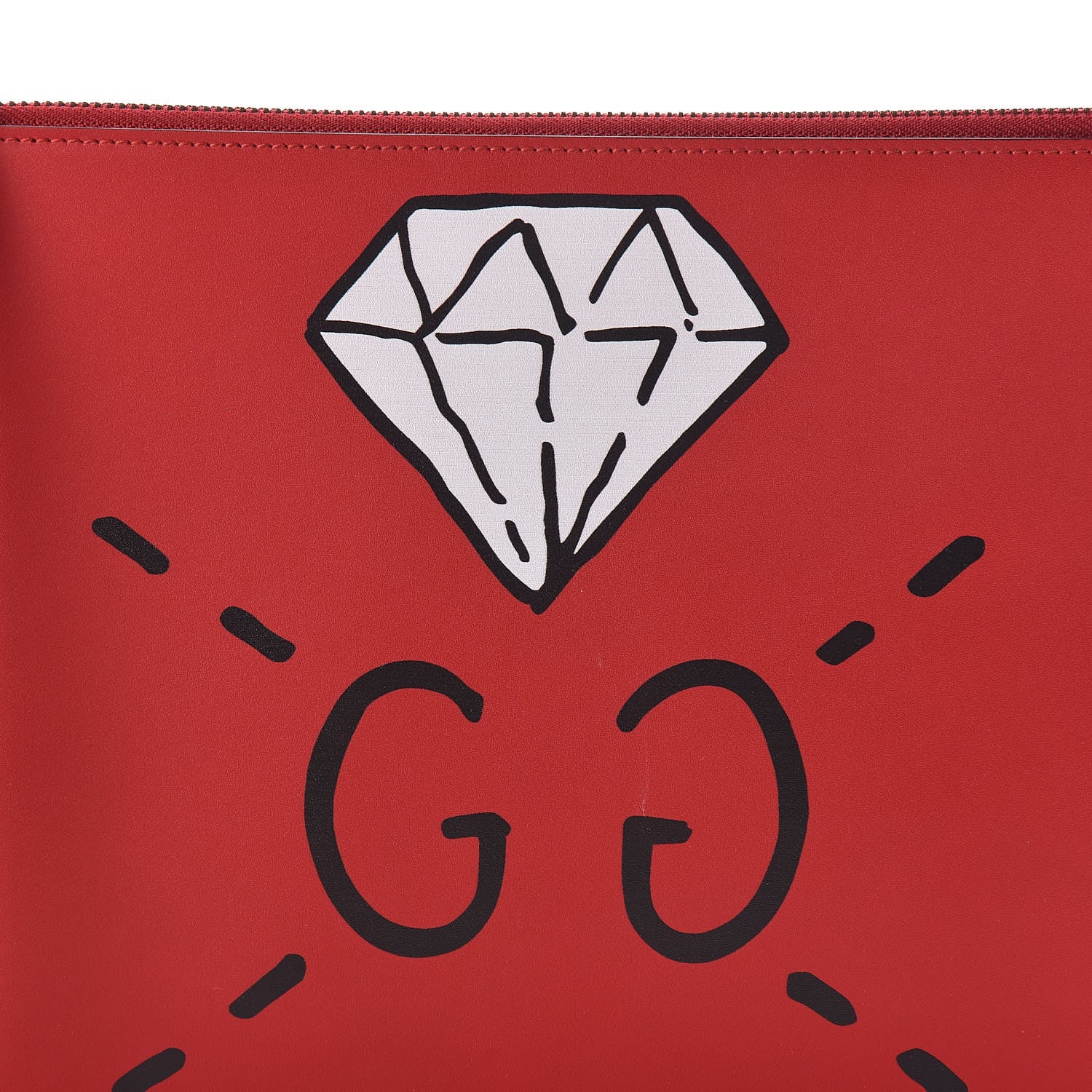 Gucci Calfskin GucciGhost Print Pouch Hibiscus Red 8 of 9