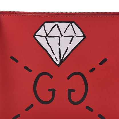 Gucci Calfskin GucciGhost Print Pouch Hibiscus Red 8 of 9