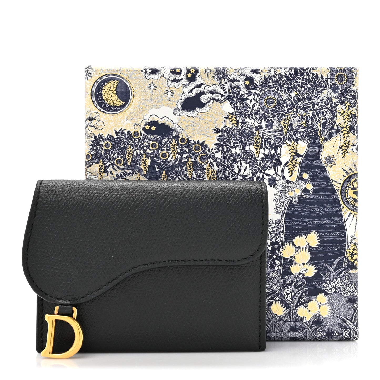 Grained Calfskin Saddle 5-Gusset Card Holder Black