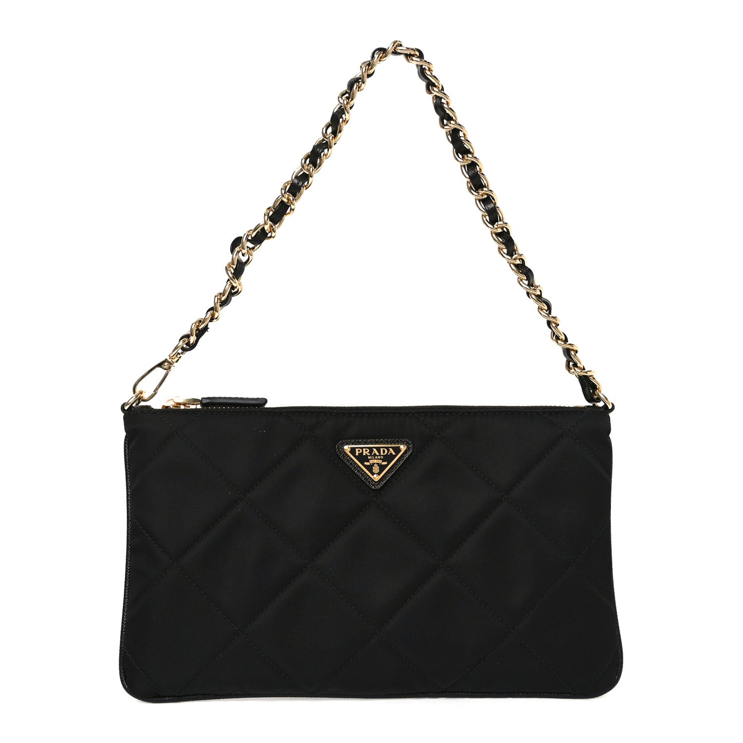 Re-Nylon Tessuto Impuntu Quilted Re-Edition 1995 Chaine Pouch Black
