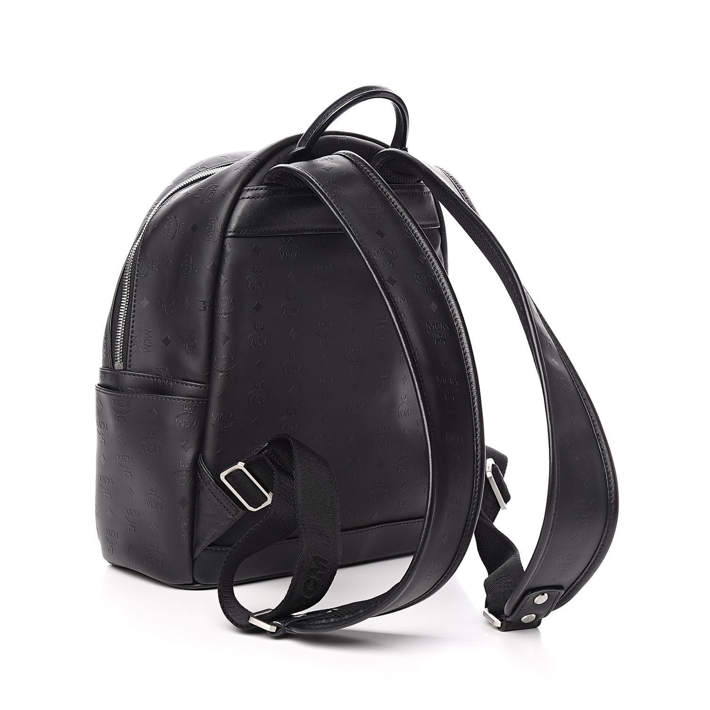 Coated Canvas Diamond Print Small Backpack Black