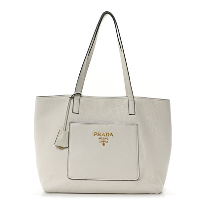 Prada Vitello Daino Pocket Shopping Tote Bianco 1 of 9