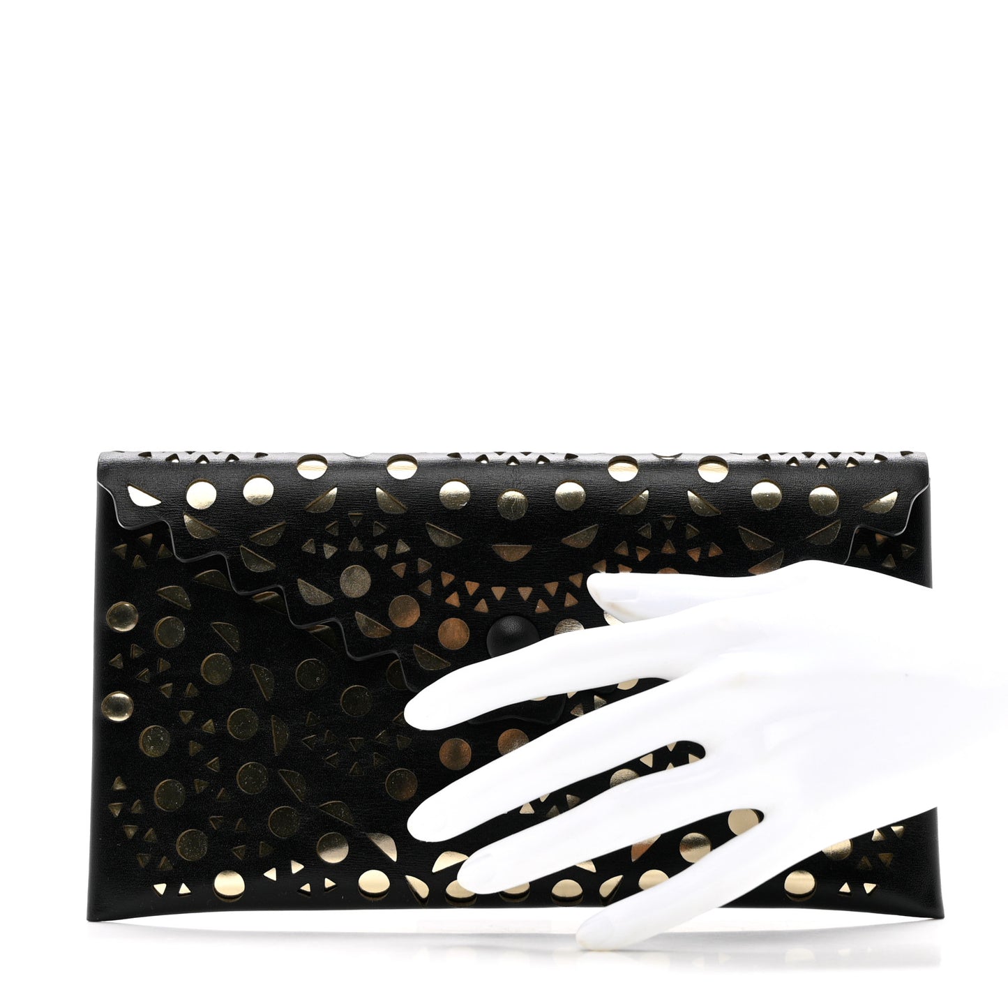 Calfskin Laser Cut Clutch Black