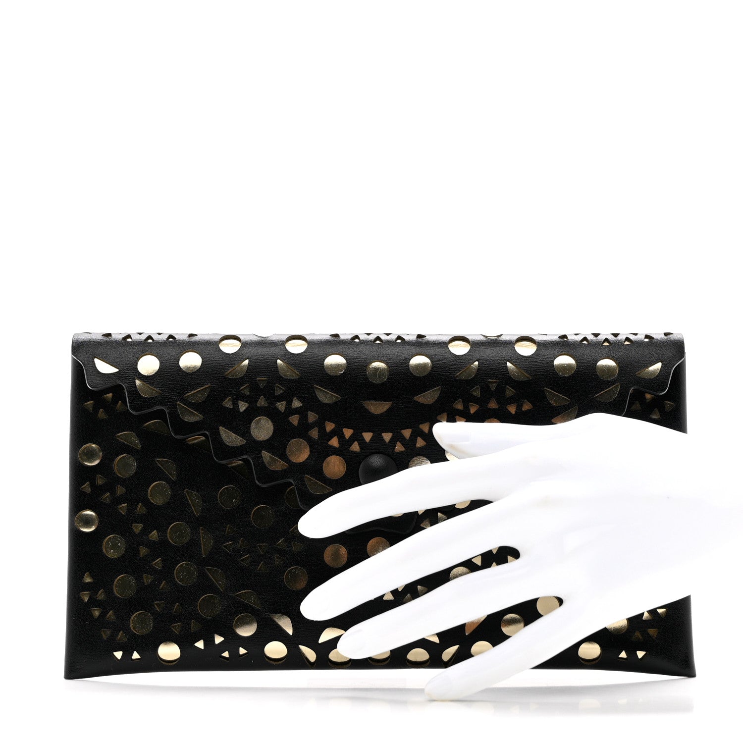 Alaia Calfskin Laser Cut Clutch Black 2 of 6