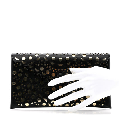 Alaia Calfskin Laser Cut Clutch Black 2 of 6