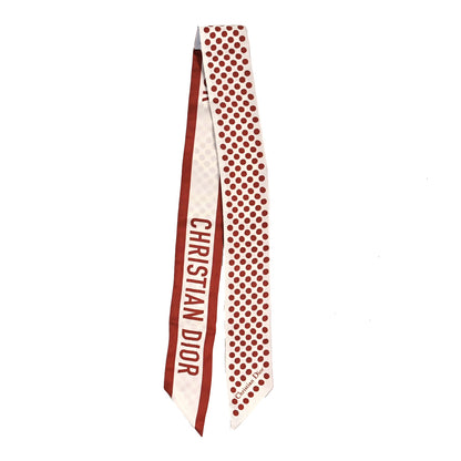Christian Dior Silk Dots Mitzah Scarf White Red 2 of 3