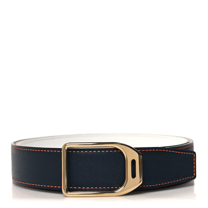 Hermes Epsom Belt 38mm 90 36 Bleu Indigo White Orange 1 of 7