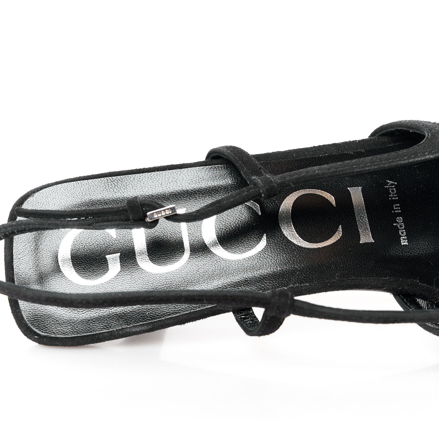 Tela Retino Kid Scamosciato Crystal GG Monogram Square G 35mm Slingback Pumps 38.5 Black