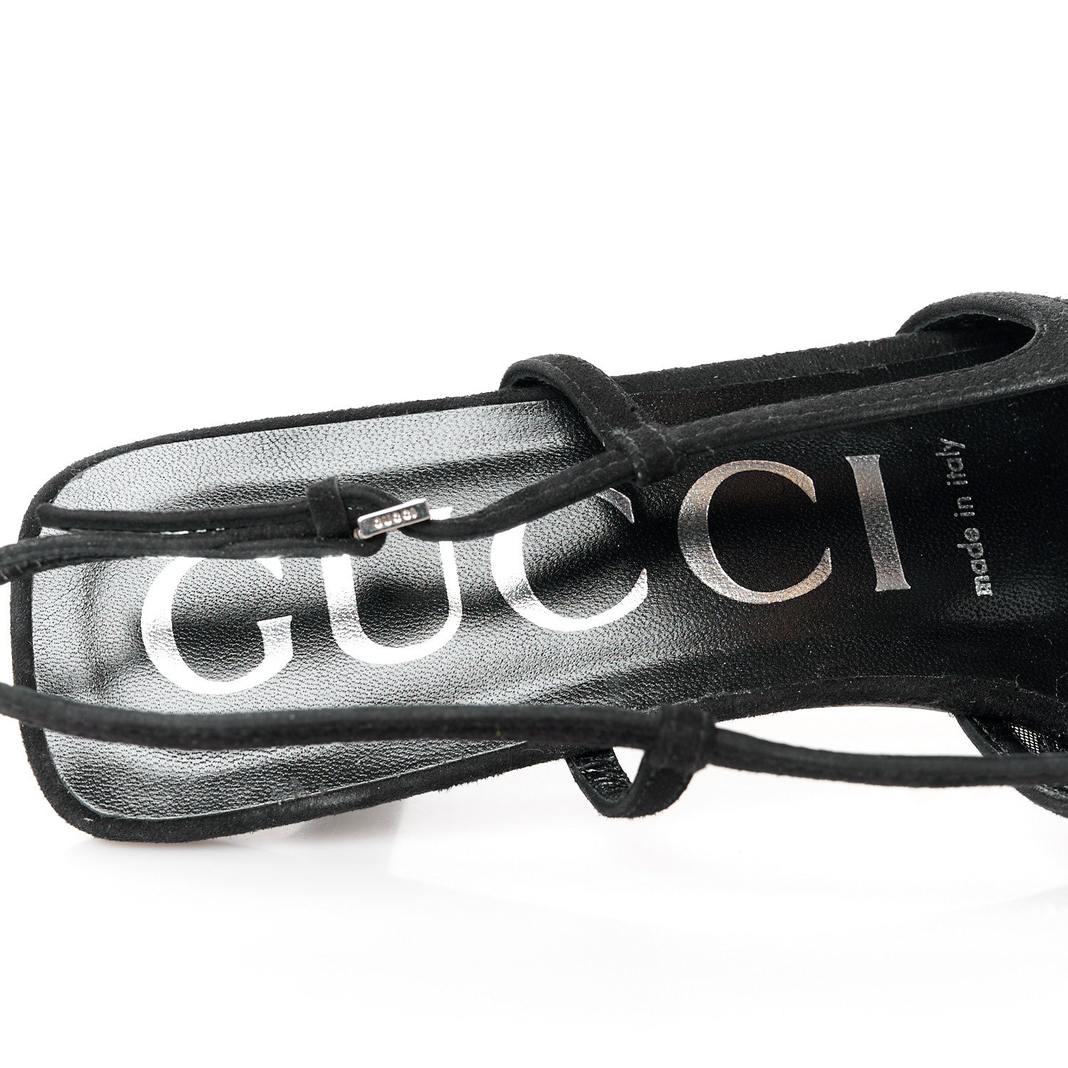 Gucci Tela Retino Kid Scamosciato Crystal GG Monogram Square G 35mm Slingback Pumps 38.5 Black 8 of 10