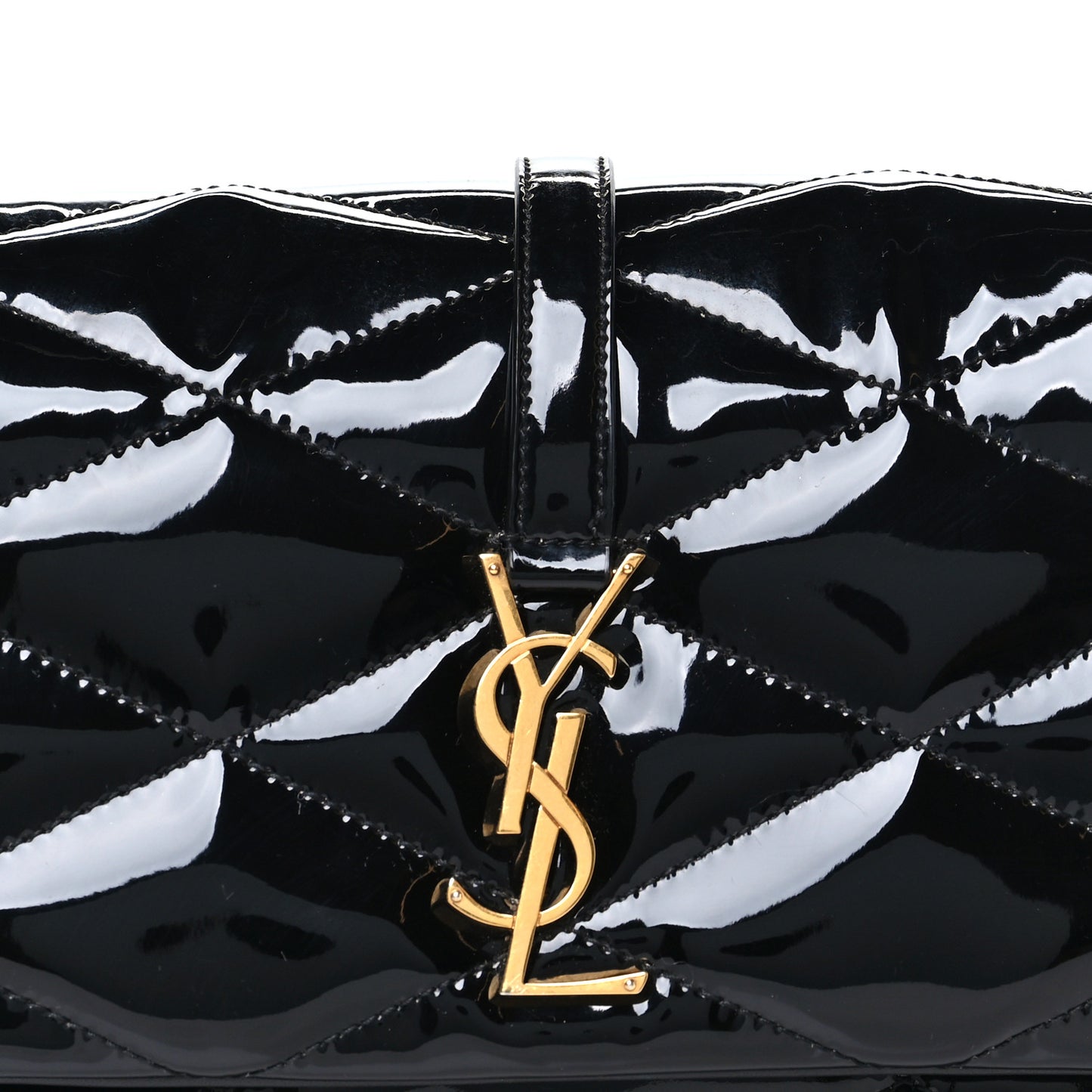 Patent Quilted Le 57 Diamond Shoulder Bag Black
