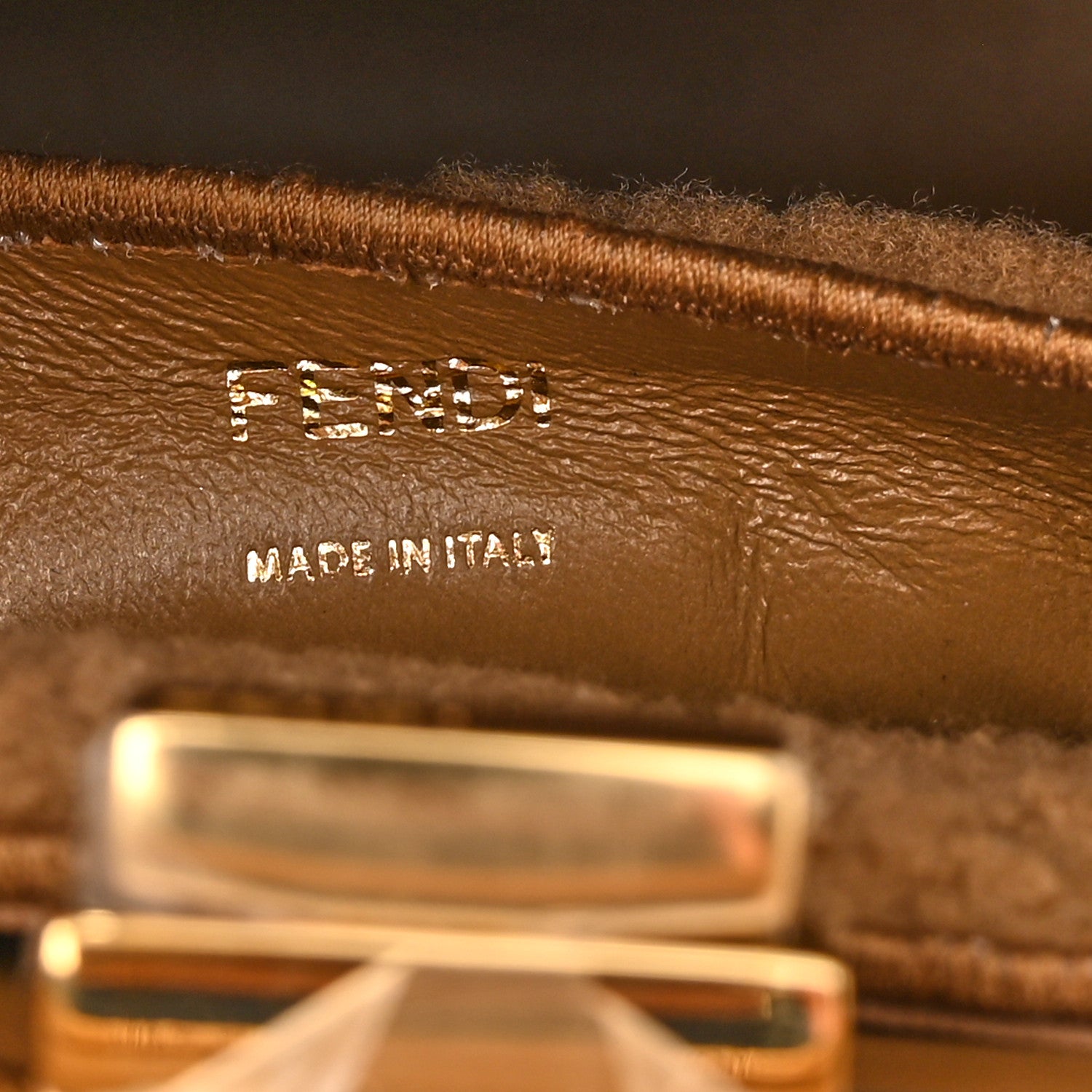 Fendi Curly Shearling Shiny Nappa Small Peekaboo I SEE U Satchel Camel 7 of 10