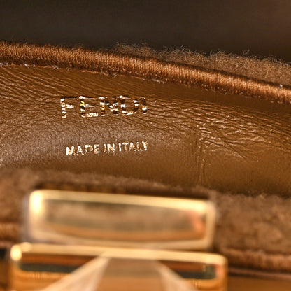 Fendi Curly Shearling Shiny Nappa Small Peekaboo I SEE U Satchel Camel 7 of 10