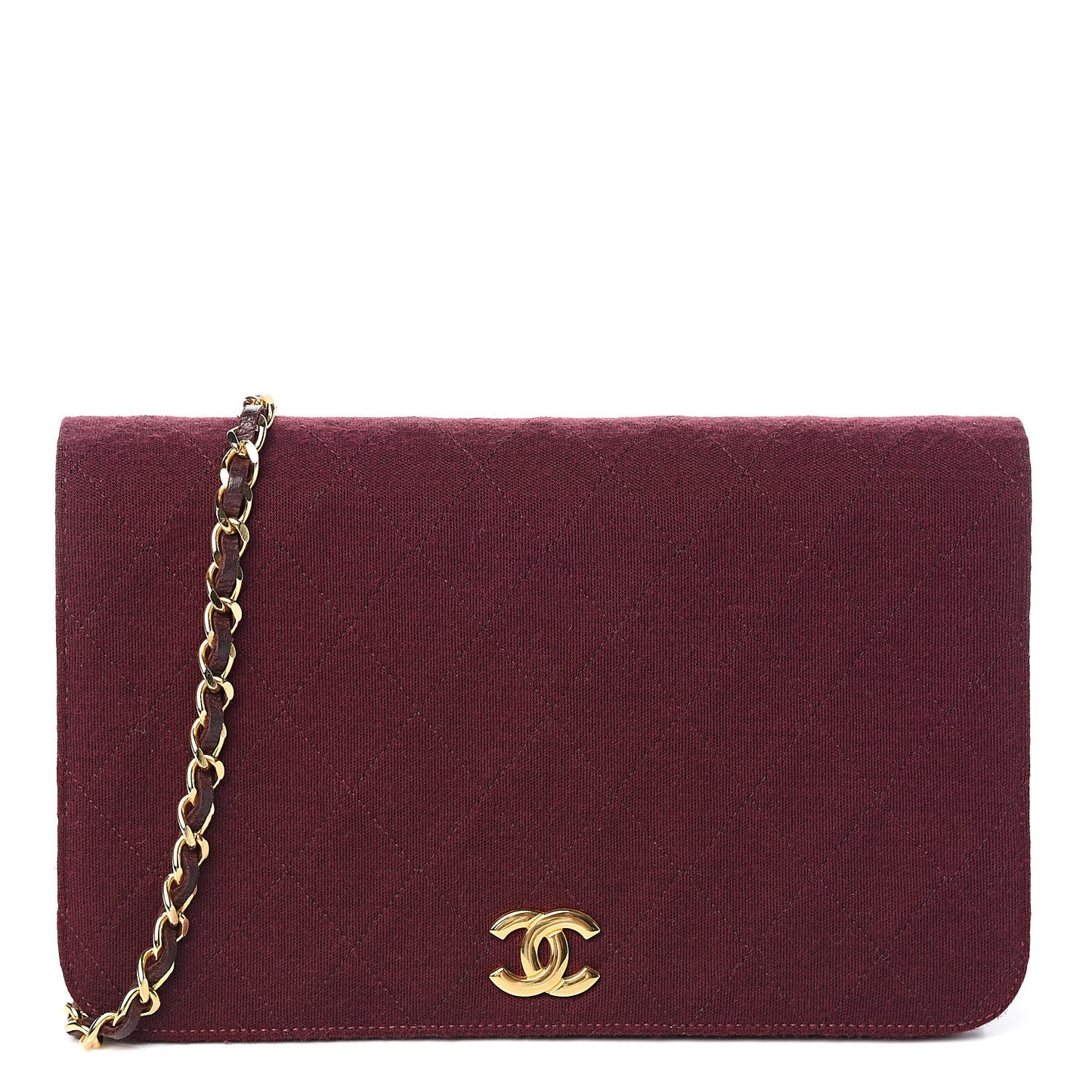 Jersey Quilted Small Single Flap Dark Red