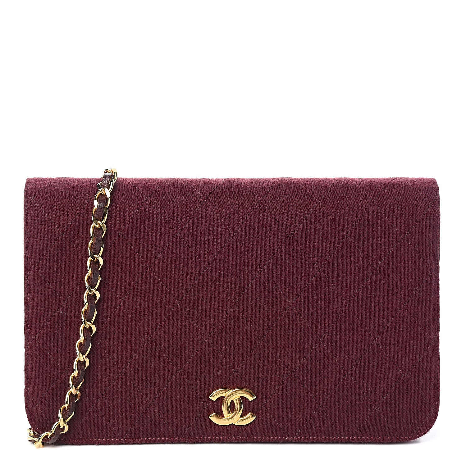 Chanel Jersey Quilted Small Single Flap Dark Red 1 of 12